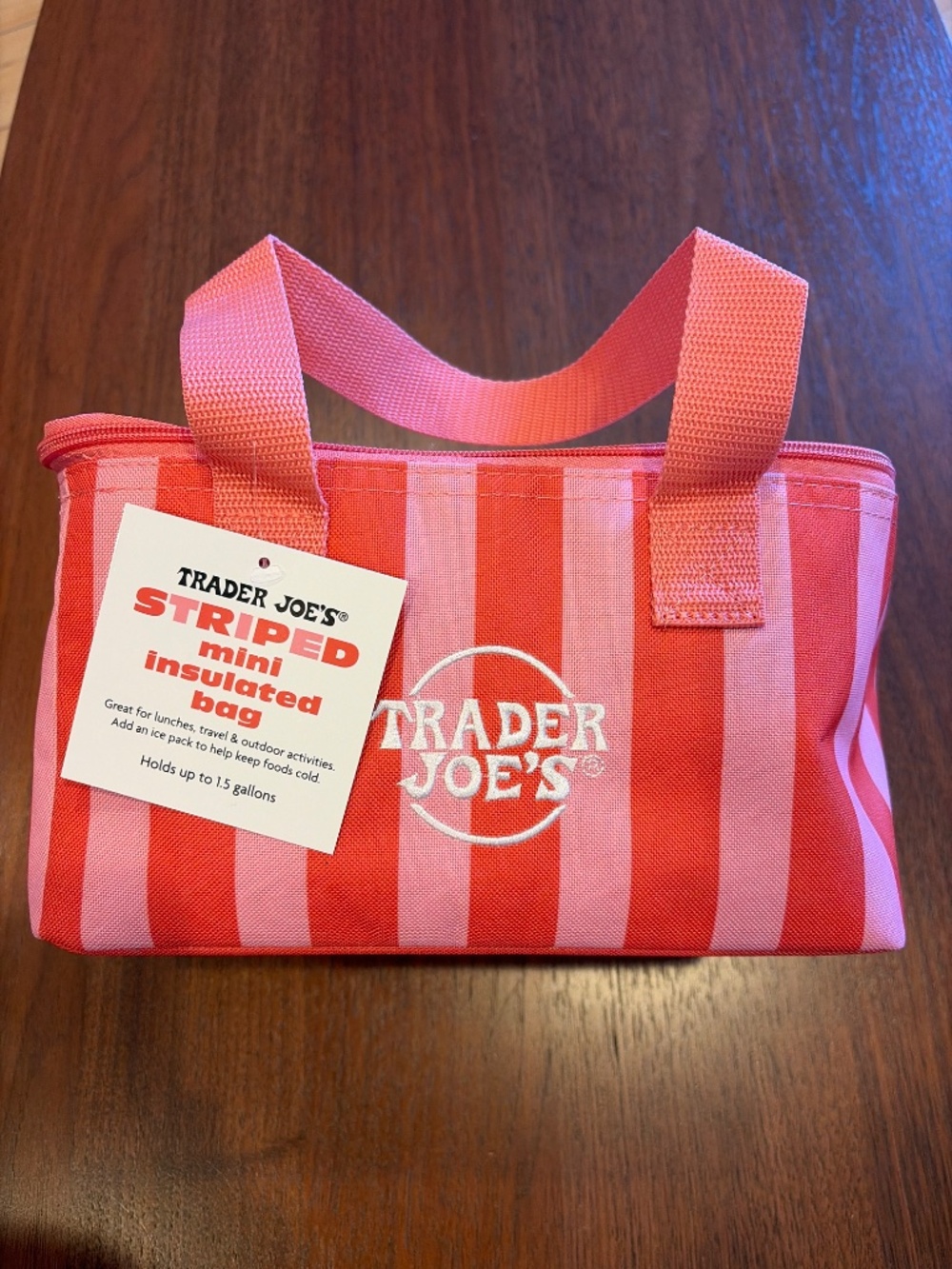 TRADER JOES NWT Mini Insulated Striped Bag Lunch Bag Orange